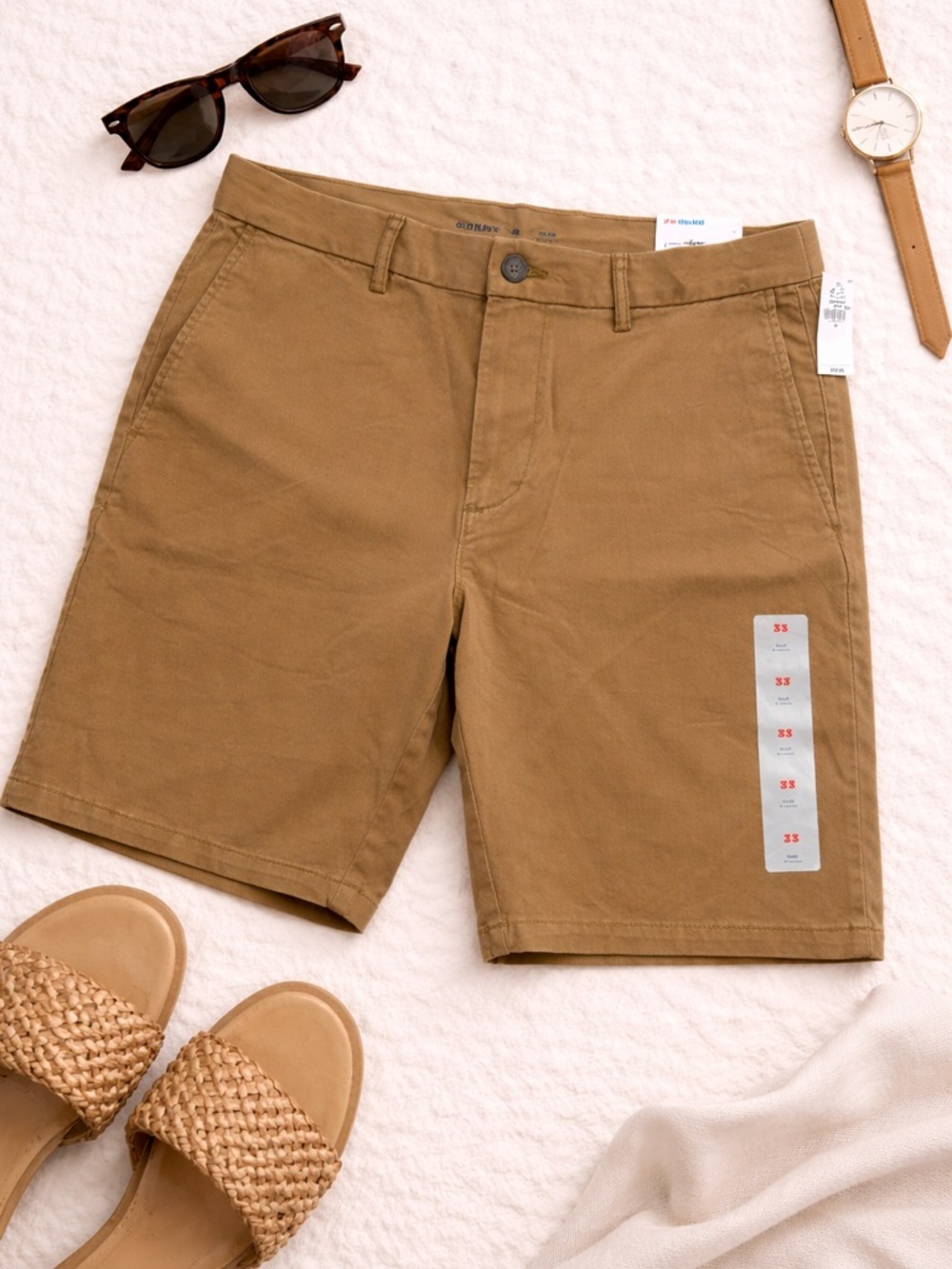 Old Navy Slim Fit Khaki Chino Shorts Men’s 33 NWT 9” Inseam Stretch Summer
